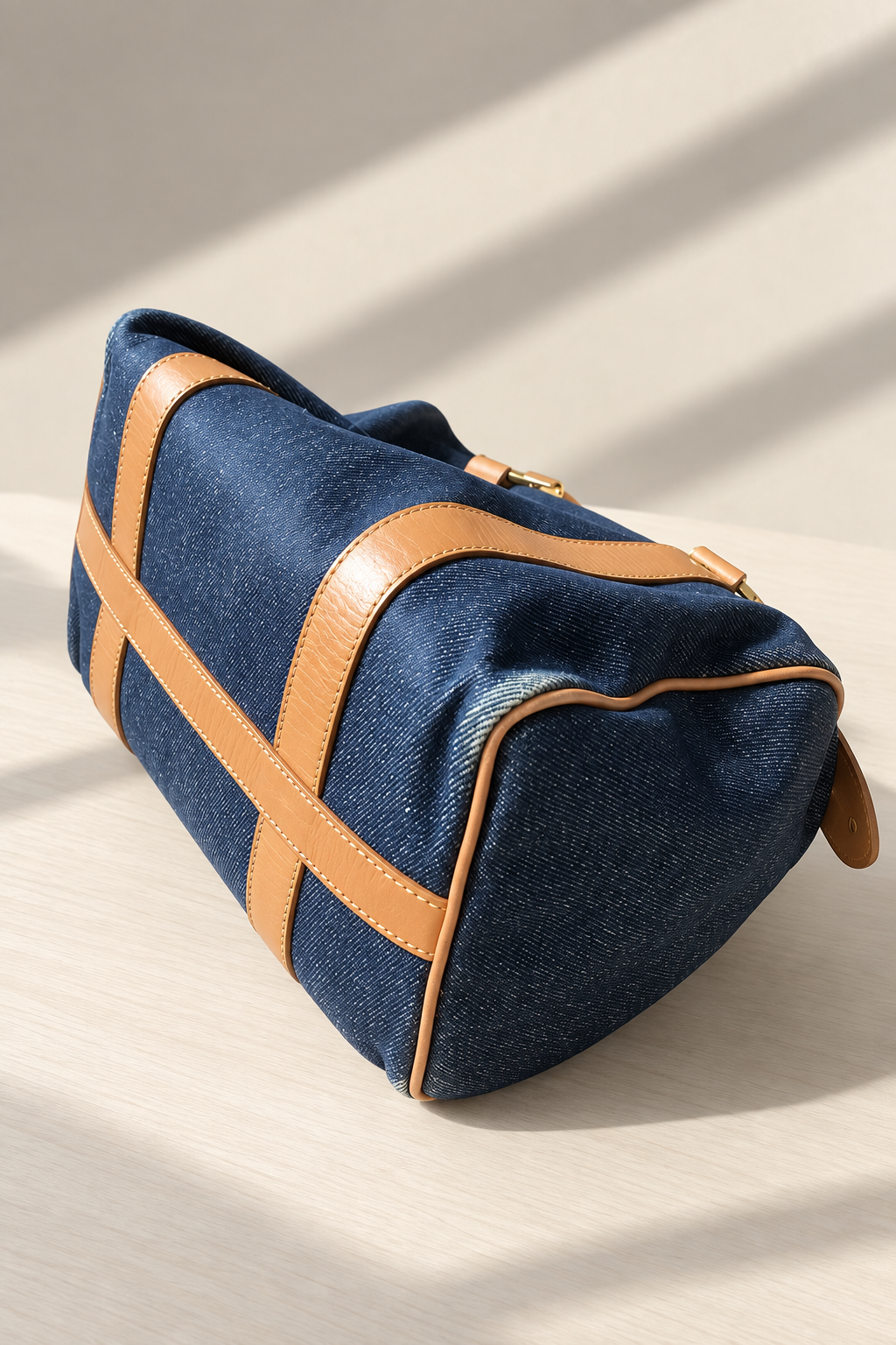 Dior Vintage Blue Denim Mini Boston Handtasche mit Lederbesatz, gebraucht, authentisch