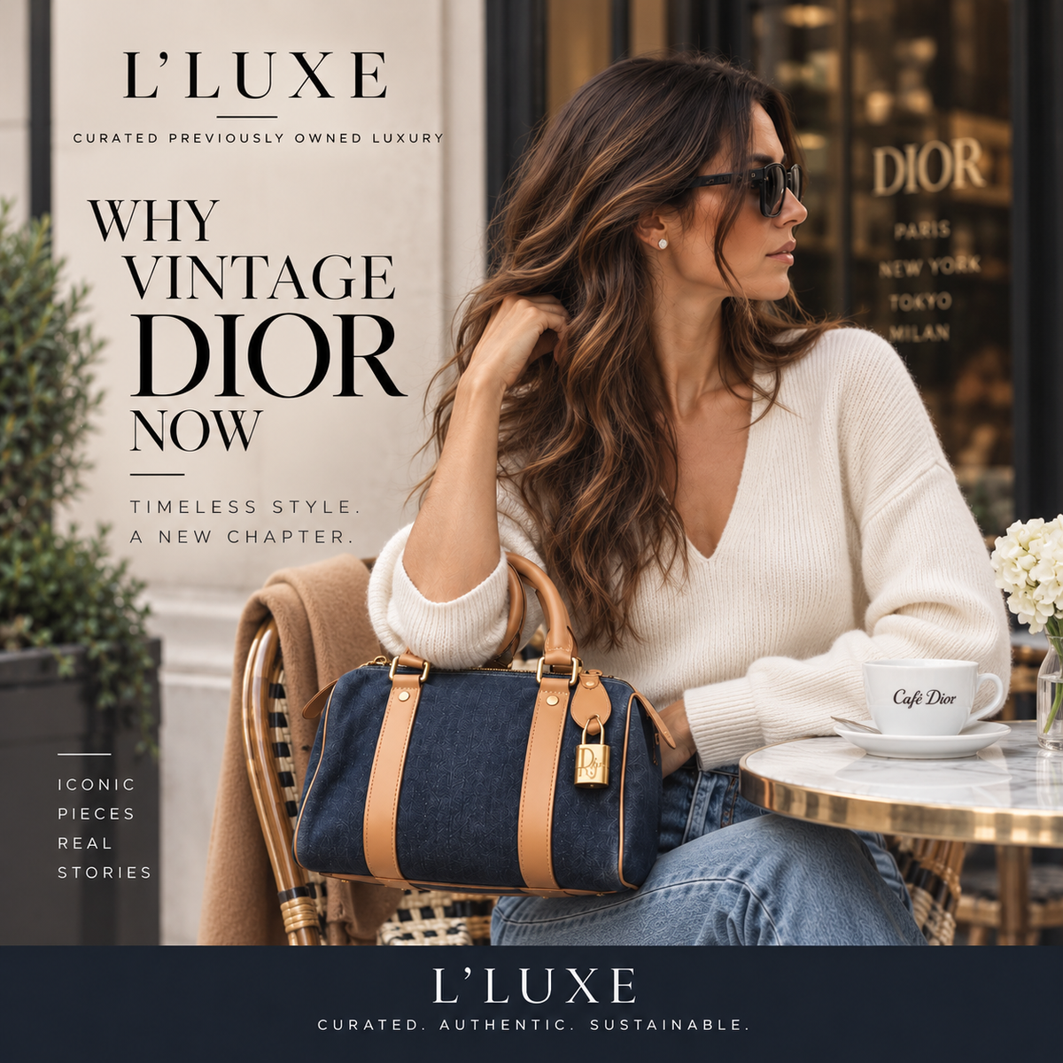 Sac à main mini Boston vintage en jean bleu Dior avec garniture en cuir, d'occasion, authentique