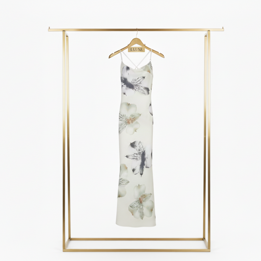 Floral Open-Back Satin Dress  | L’LUXE Best Dressed Edit