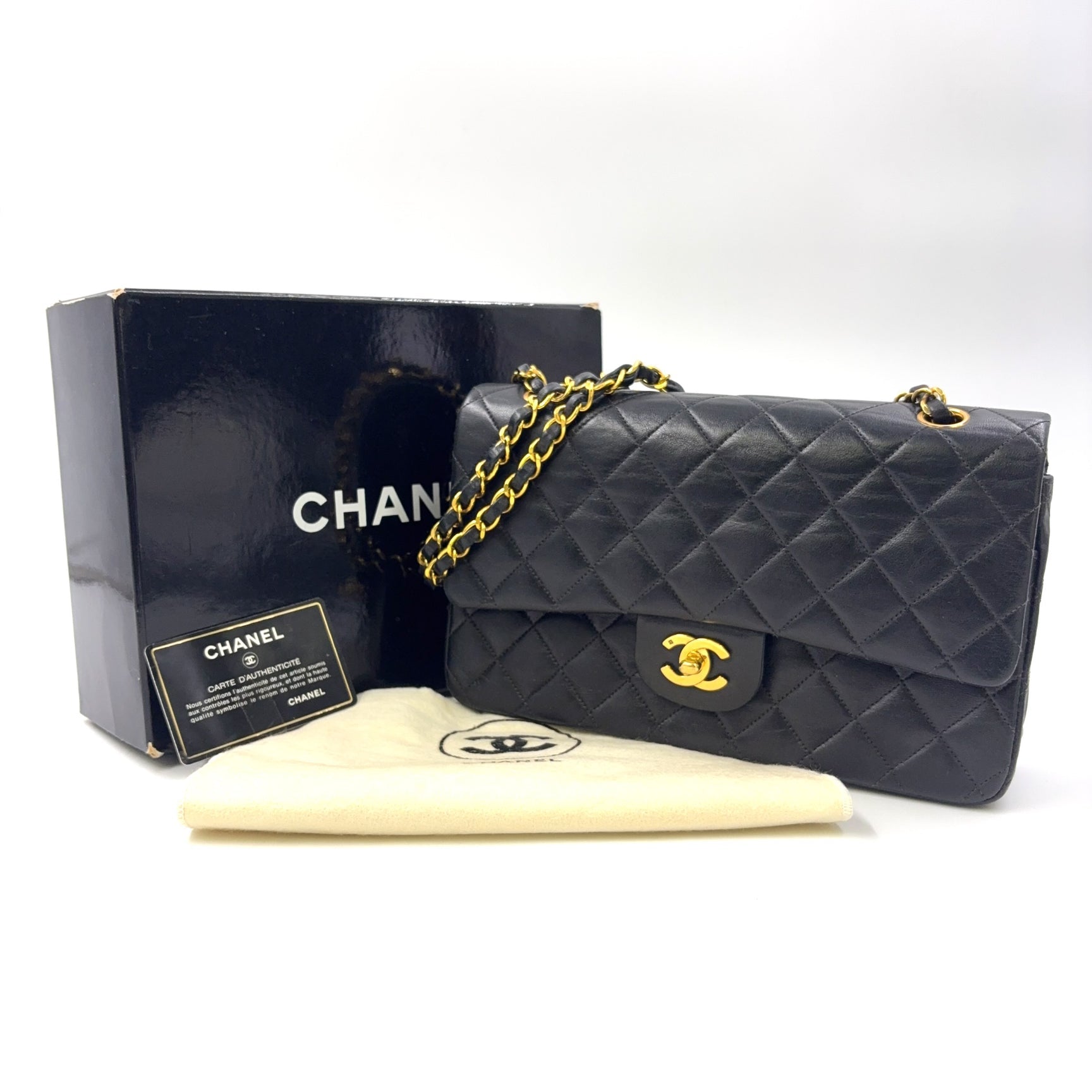 Chanel Classic Flap Medium Quilted Lambskin Previously Owned Authentic