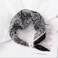 Pearl Buckle Printed Skinny Scarf for Women | L’LUXE