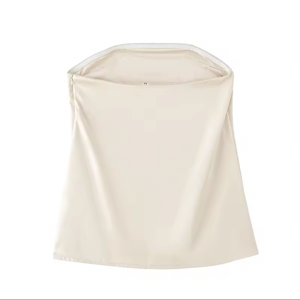 Satin Off-Shoulder Top & High-Waist Trousers Set