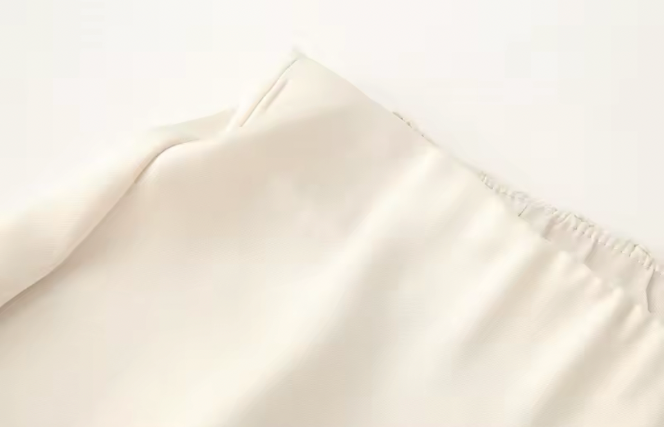 Satin Off-Shoulder Top & High-Waist Trousers Set