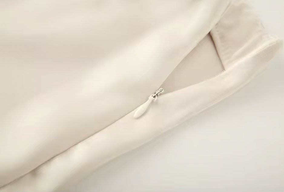 Satin Off-Shoulder Top & High-Waist Trousers Set