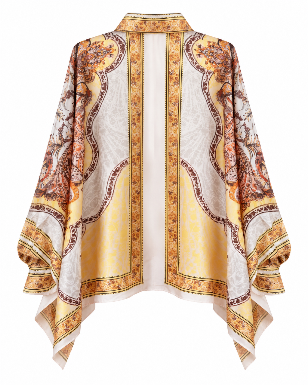 Golden Paisley Two-Piece Shirt & Wide-Leg Pant Set