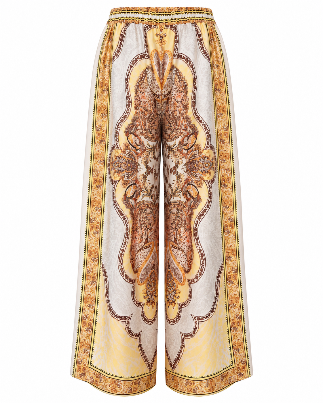 Golden Paisley Two-Piece Shirt & Wide-Leg Pant Set