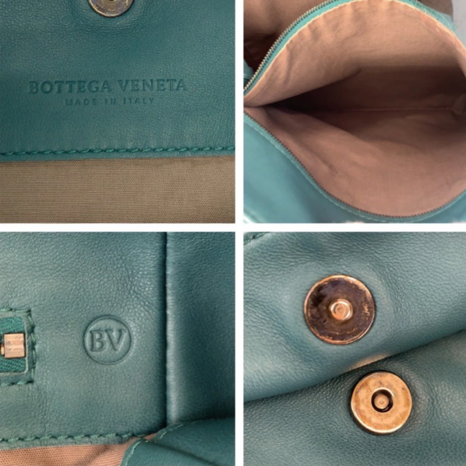 BOTTEGA VENETA Green Intrecciato Hobo Bag Previously Owned Authentic