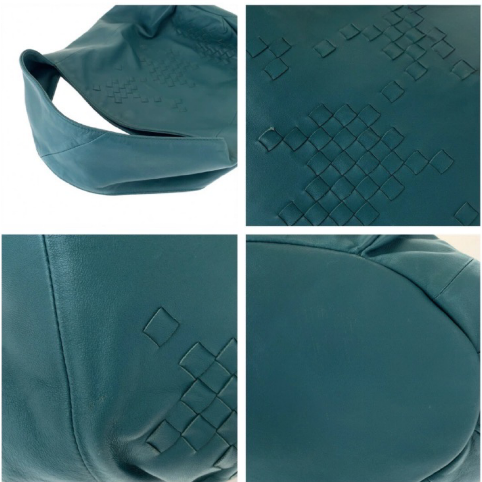 BOTTEGA VENETA Green Intrecciato Hobo Bag Previously Owned Authentic