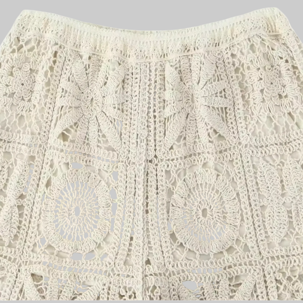 Openwork Crochet Knit Wide Leg Pants set