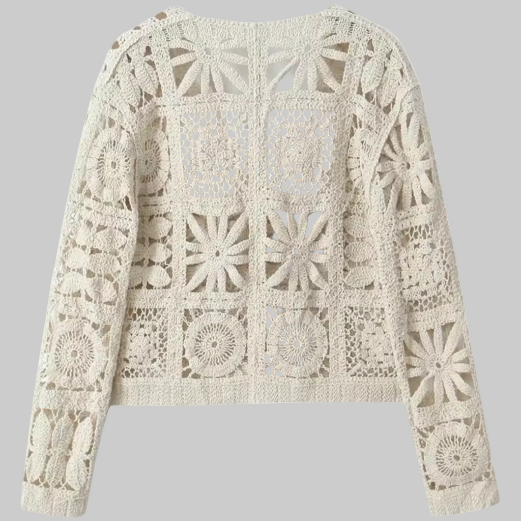 Openwork Crochet Knit Wide Leg Pants set