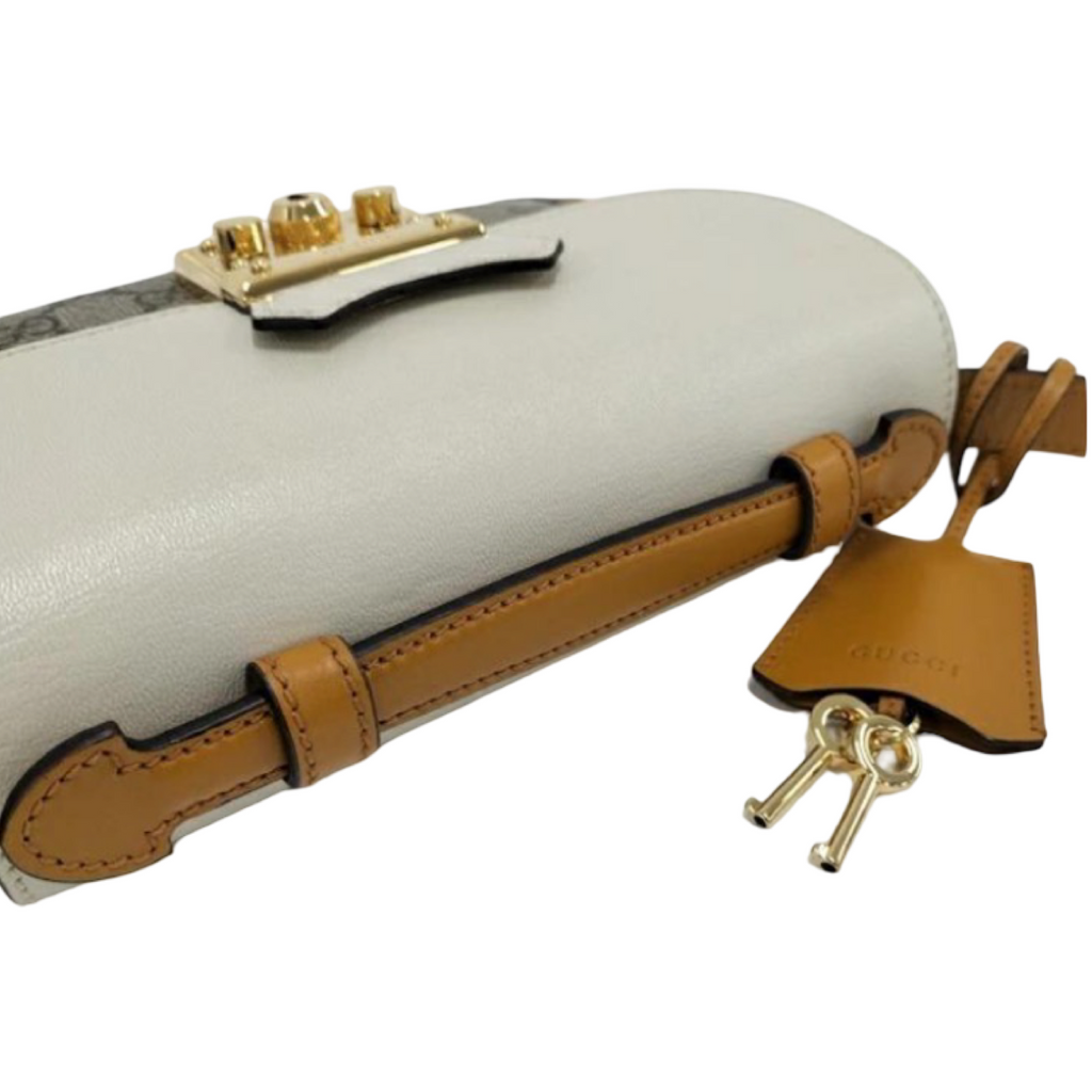 GUCCI Padlock Small GG Supreme Beige Mustard White Shoulder Bag – Authentic Previously Owned