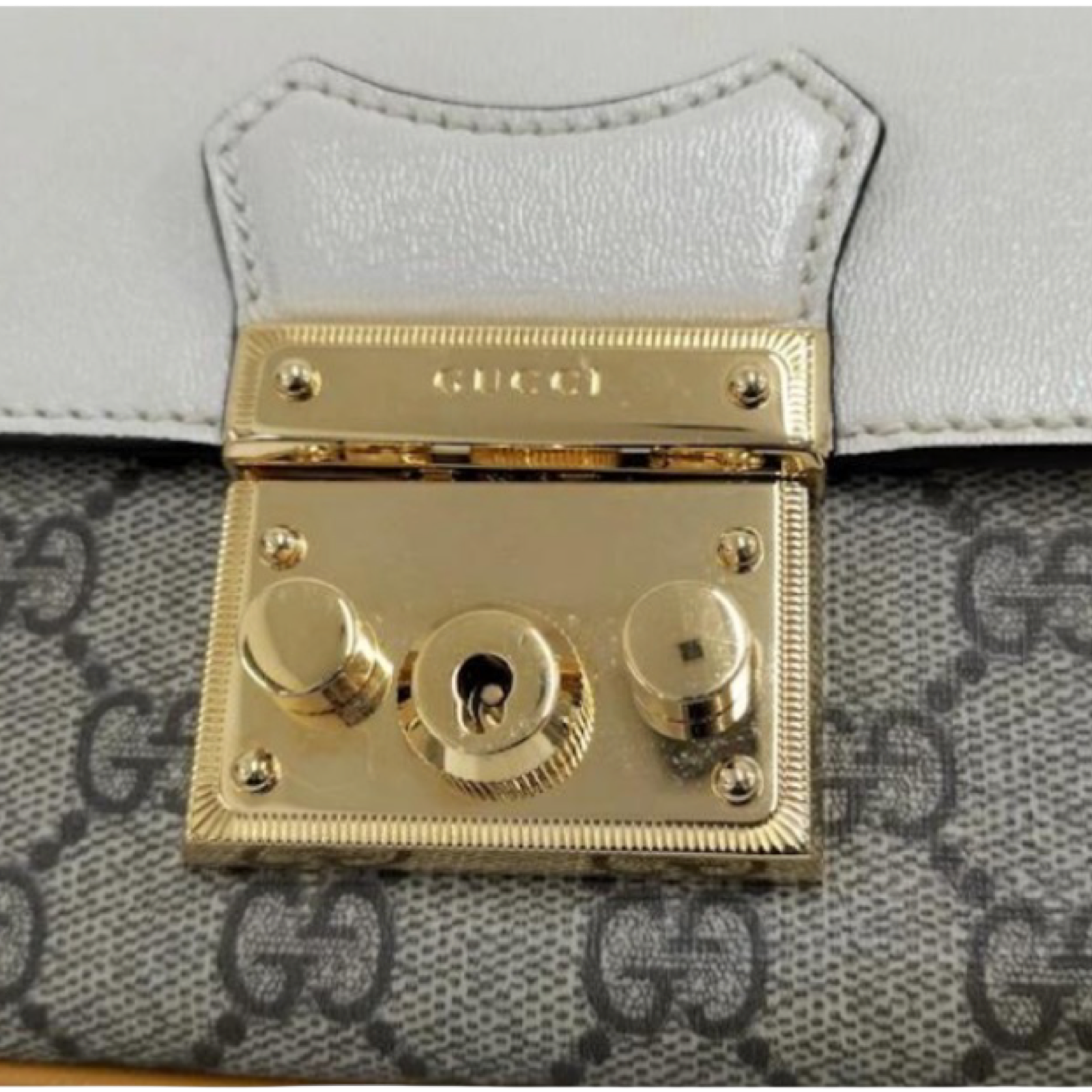 GUCCI Padlock Small GG Supreme Beige Mustard White Shoulder Bag – Authentic Previously Owned