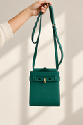 Valextra Slim B Tracollina Green Leather Crossbody Bag – Previously Owned