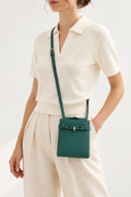 Valextra Slim B Tracollina Green Leather Crossbody Bag – Previously Owned