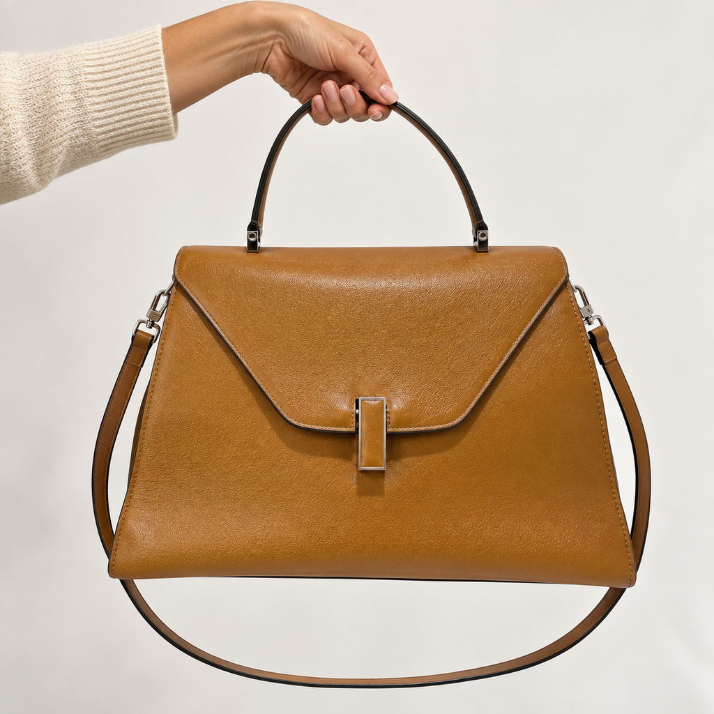 Valextra Iside Large Brown Leather 2-Way Handbag Authentic – Previously Owned
