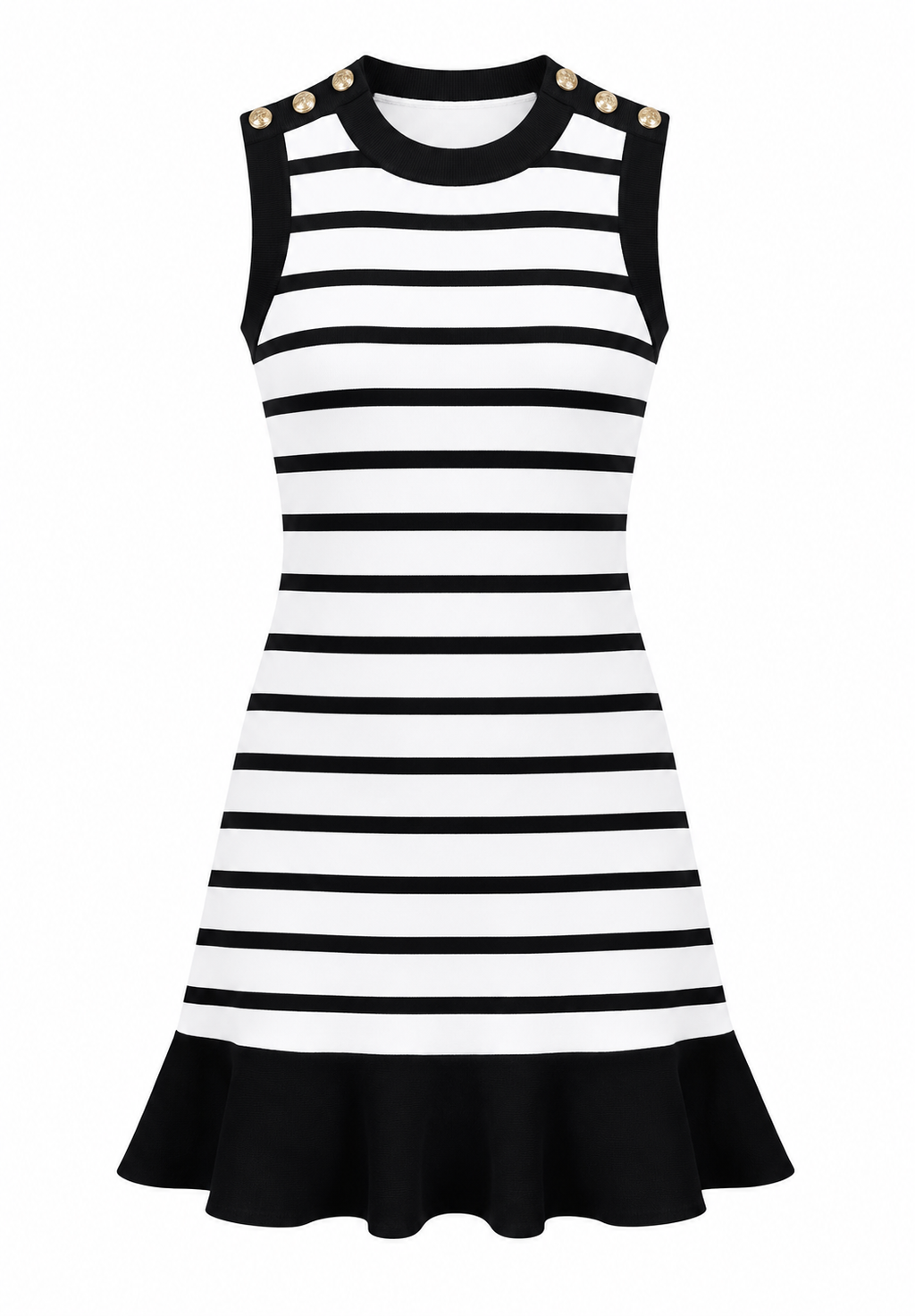 Black White Stripe Knit Mini Dress
