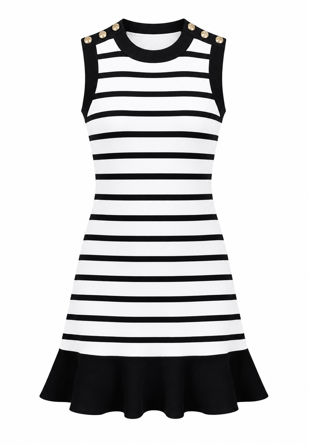 Black White Stripe Knit Mini Dress