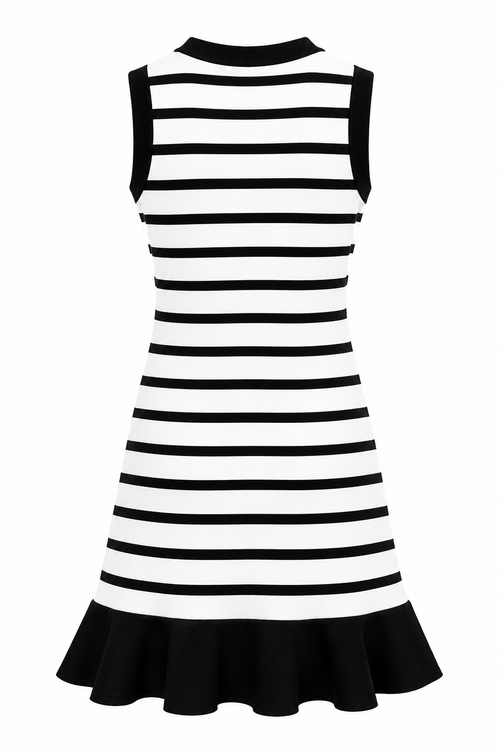 Black White Stripe Knit Mini Dress