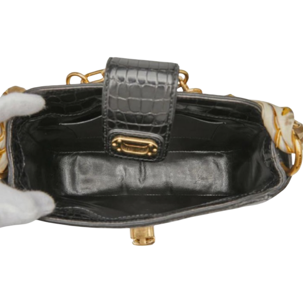 LOUIS VUITTON Sac Flare Monogram Charm Black Beige Gold Chain Shoulder Bag – Authentic Previously Owned