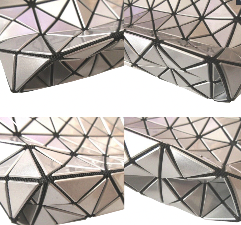 Issey Miyake Bao Bao Silver PVC Geometric Clutch Pouch Excellent Condition Previously Owned Authentic