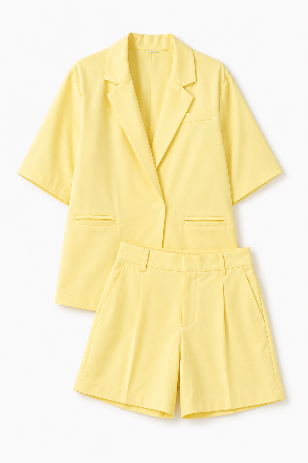 Butter Yellow Blazer & Butter Yellow Blazer and Shorts Outfit Set