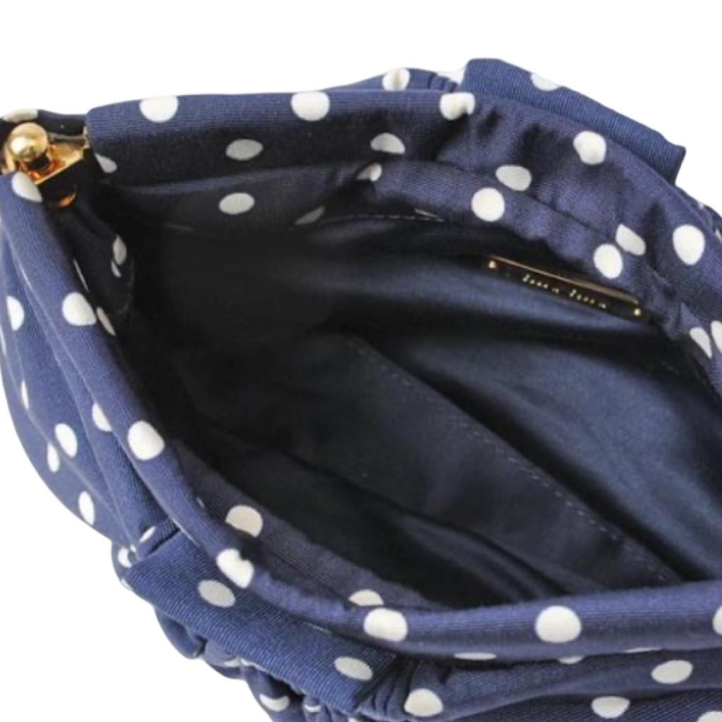 Miu Miu Blue White Polka Dot Nylon Gathered Clutch Pouch Bag