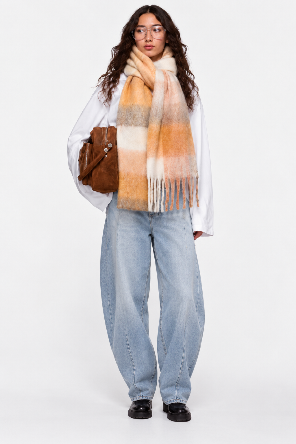 L'LUXE Inspired Collection – Oversized Plaid Fringe Winter Scarf