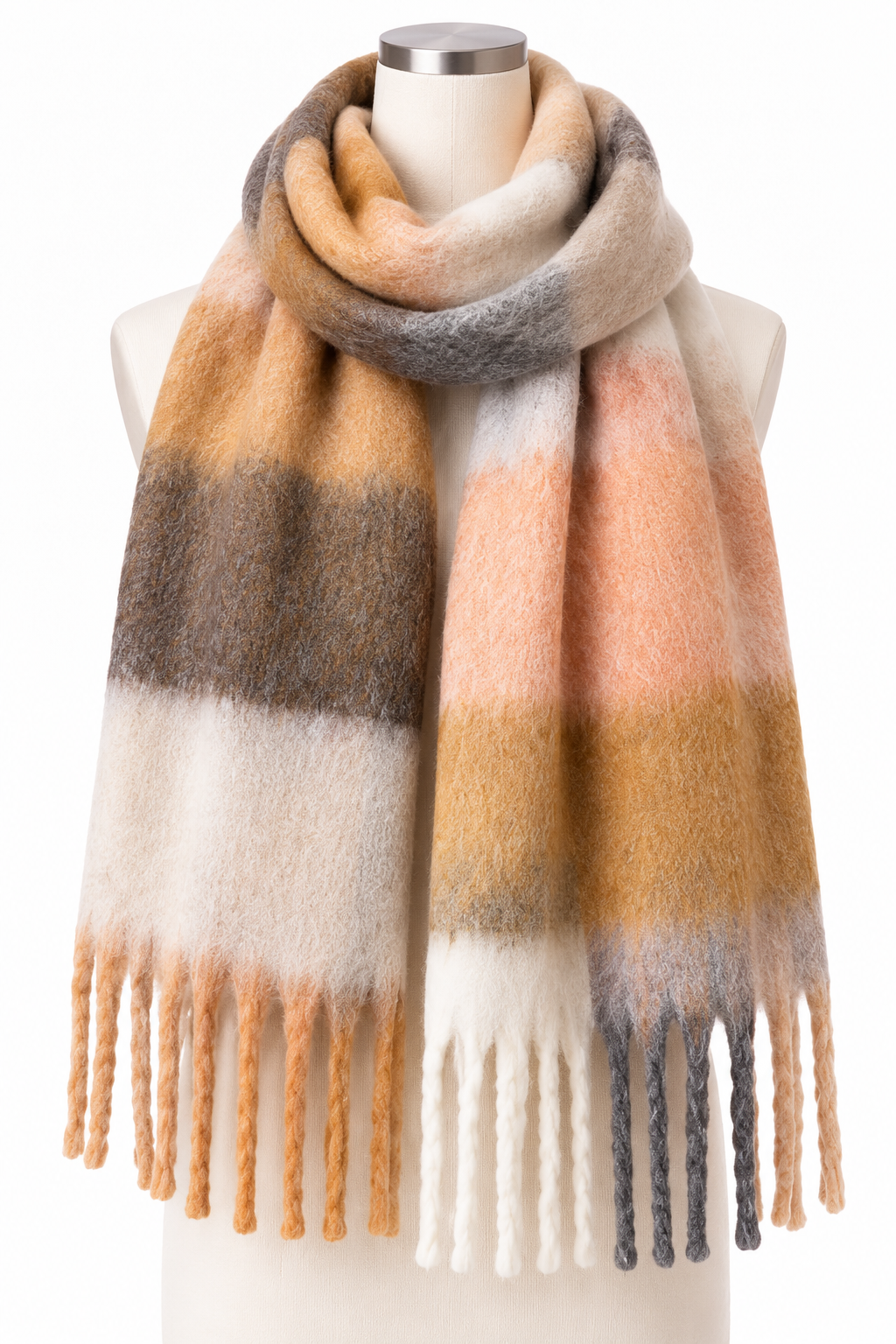 L'LUXE Inspired Collection – Oversized Plaid Fringe Winter Scarf