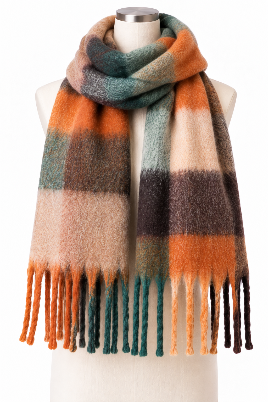 L'LUXE Inspired Collection – Oversized Plaid Fringe Winter Scarf