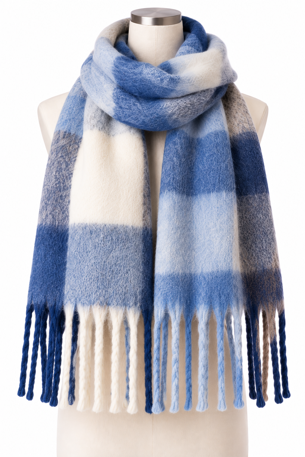 L'LUXE Inspired Collection – Oversized Plaid Fringe Winter Scarf