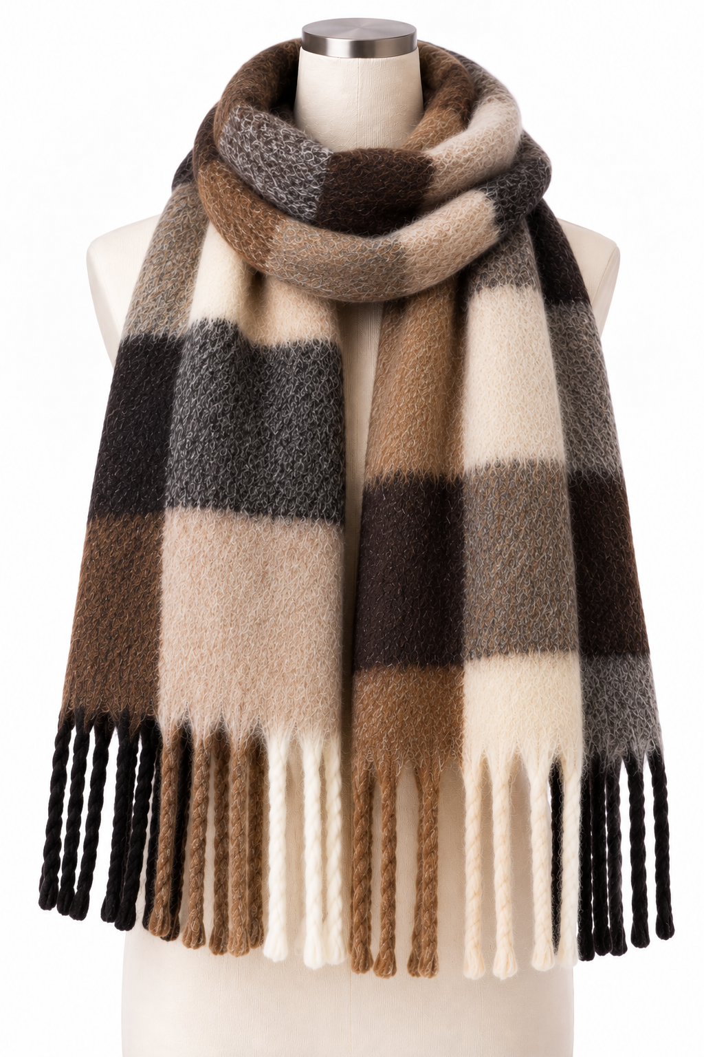 L'LUXE Inspired Collection – Oversized Plaid Fringe Winter Scarf