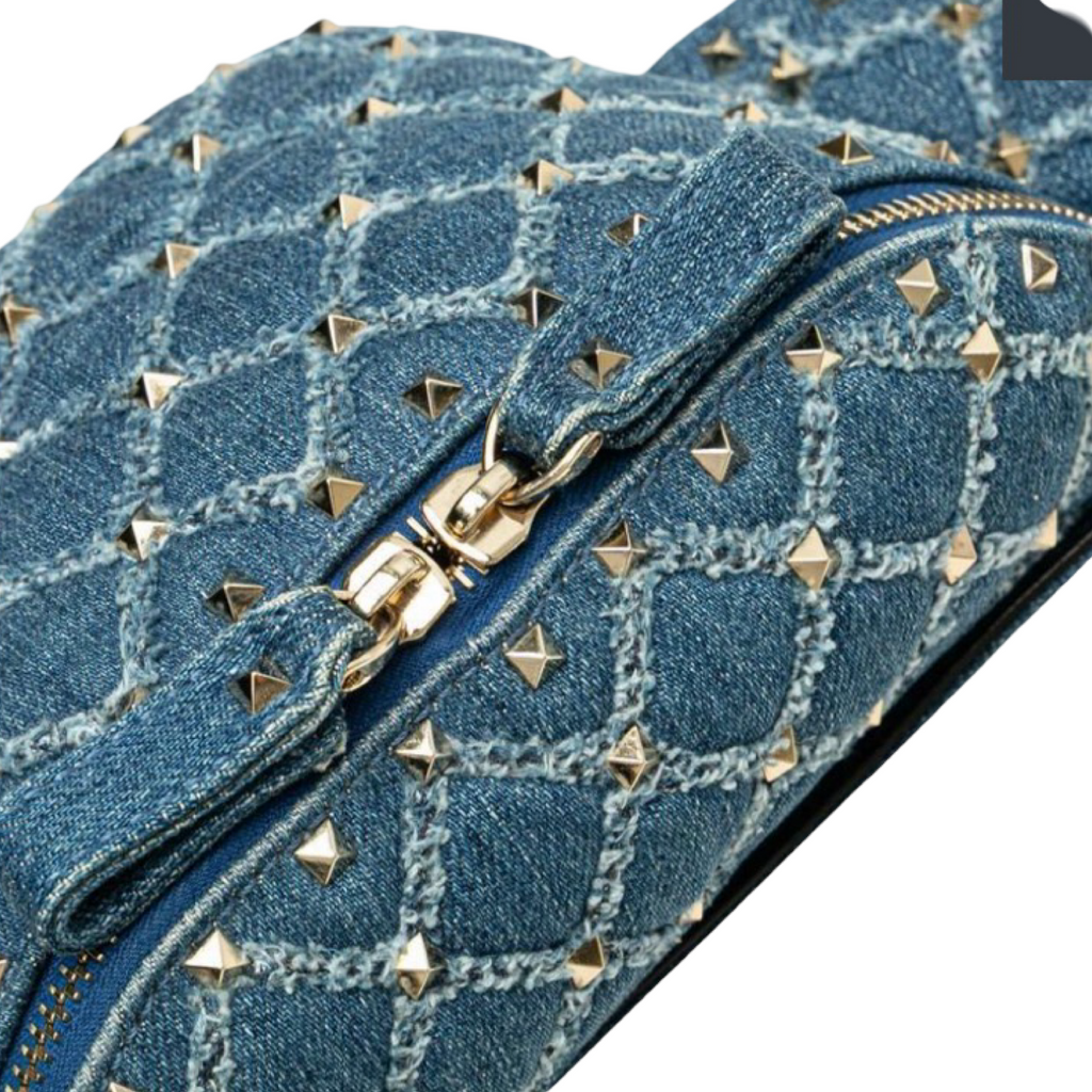 VALENTINO Blue Denim Studded Shoulder Bag | Previously Owned Authentic