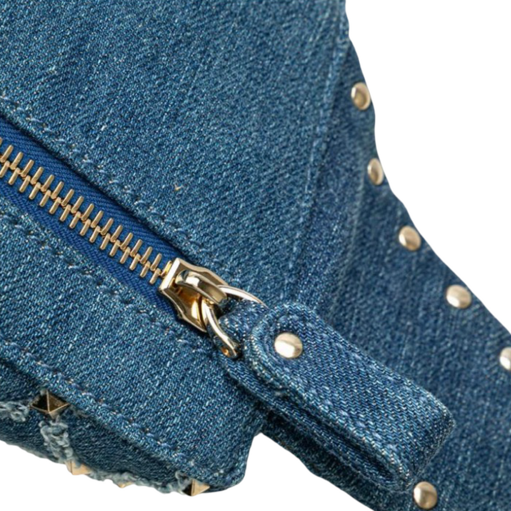 VALENTINO Blue Denim Studded Shoulder Bag | Previously Owned Authentic