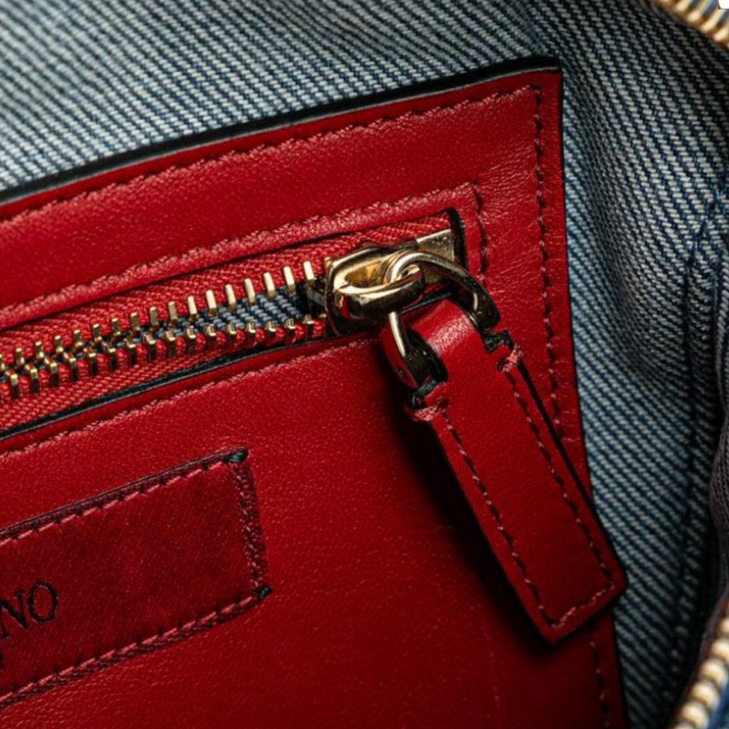 VALENTINO Blue Denim Studded Shoulder Bag | Previously Owned Authentic