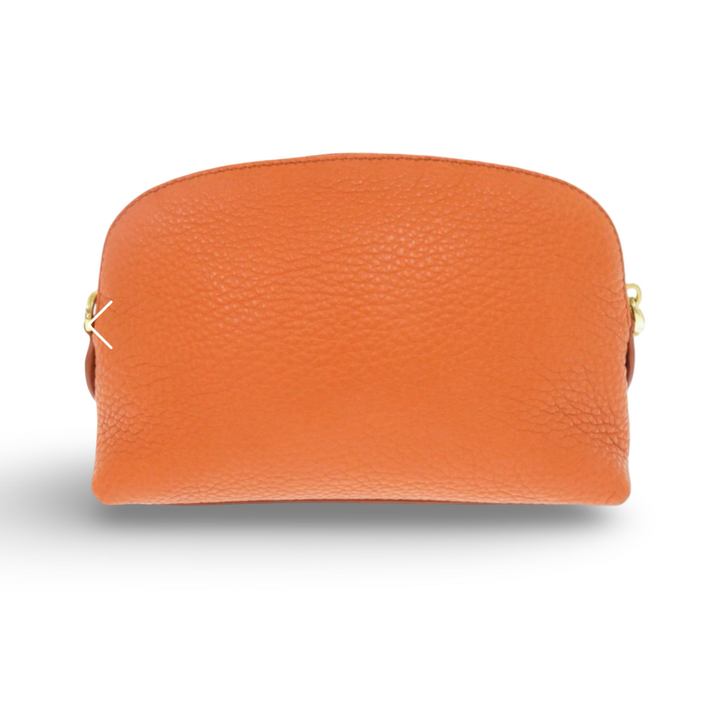 Prada Orange Leather Cosmetic Pouch Gold Hardware Previously Owned Authentic