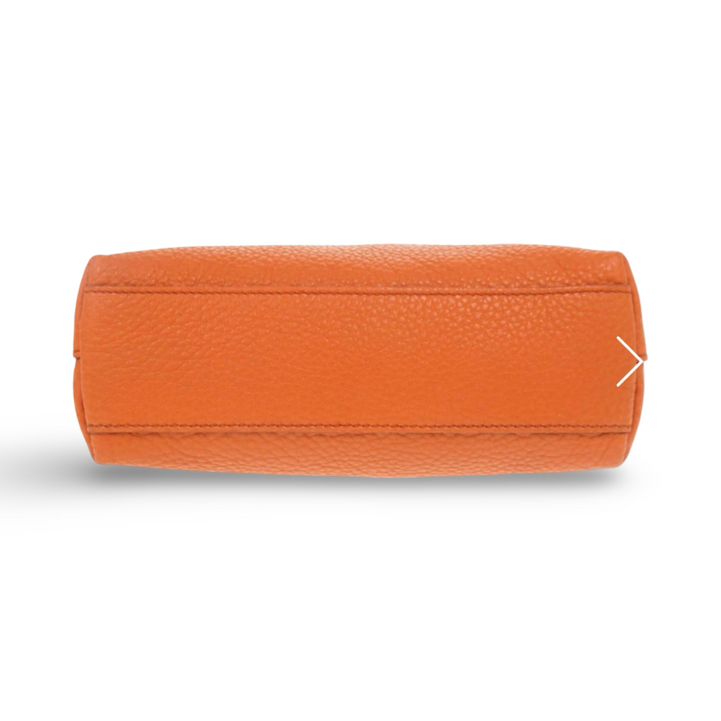 Prada Orange Leather Cosmetic Pouch Gold Hardware Previously Owned Authentic