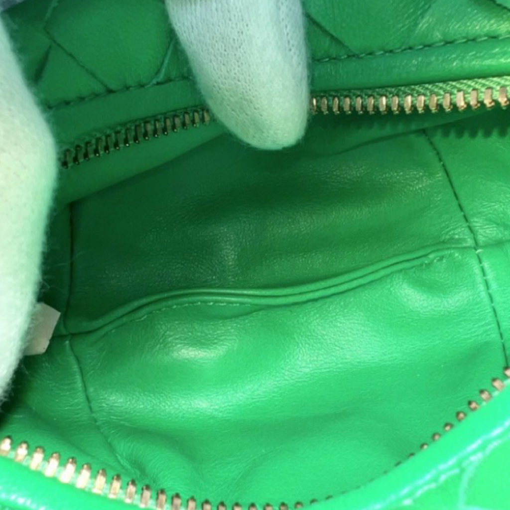 BOTTEGA VENETA Mini Jodie Green Leather Handbag | Previously Owned Authentic