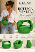 BOTTEGA VENETA Mini Jodie Green Leather Handbag | Previously Owned Authentic