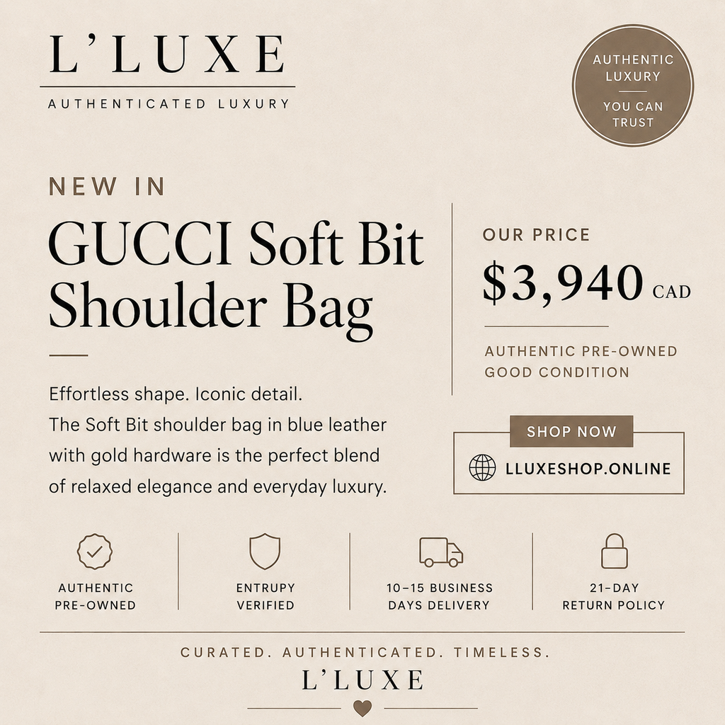 GUCCI Soft Bit Blue Leather Shoulder Bag | Pre-Owned Authentic