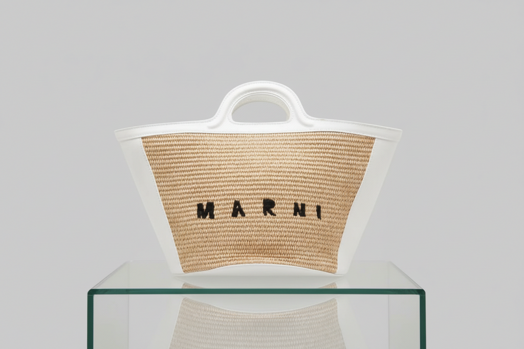 Marni Tropicalia 2-Way Raffia & Leather Bag Previously Owned Authentic
