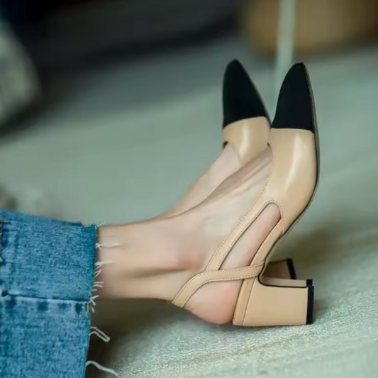Two-Tone Slingback Pumps & Flat Heels | L’LUXE Footwear