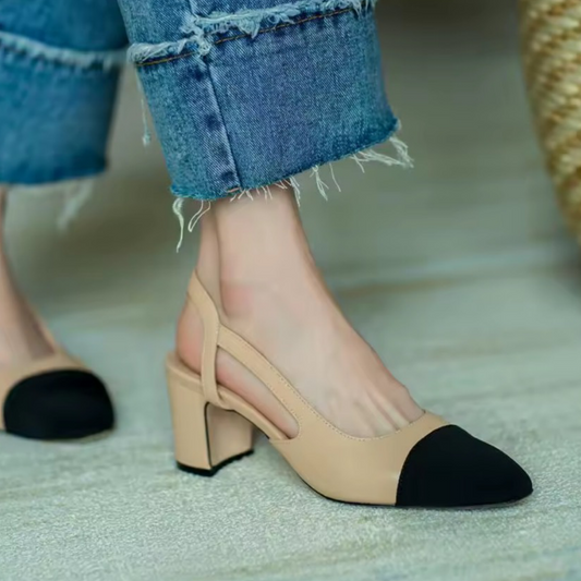 Two-Tone Slingback Pumps & Flat Heels | L’LUXE Footwear