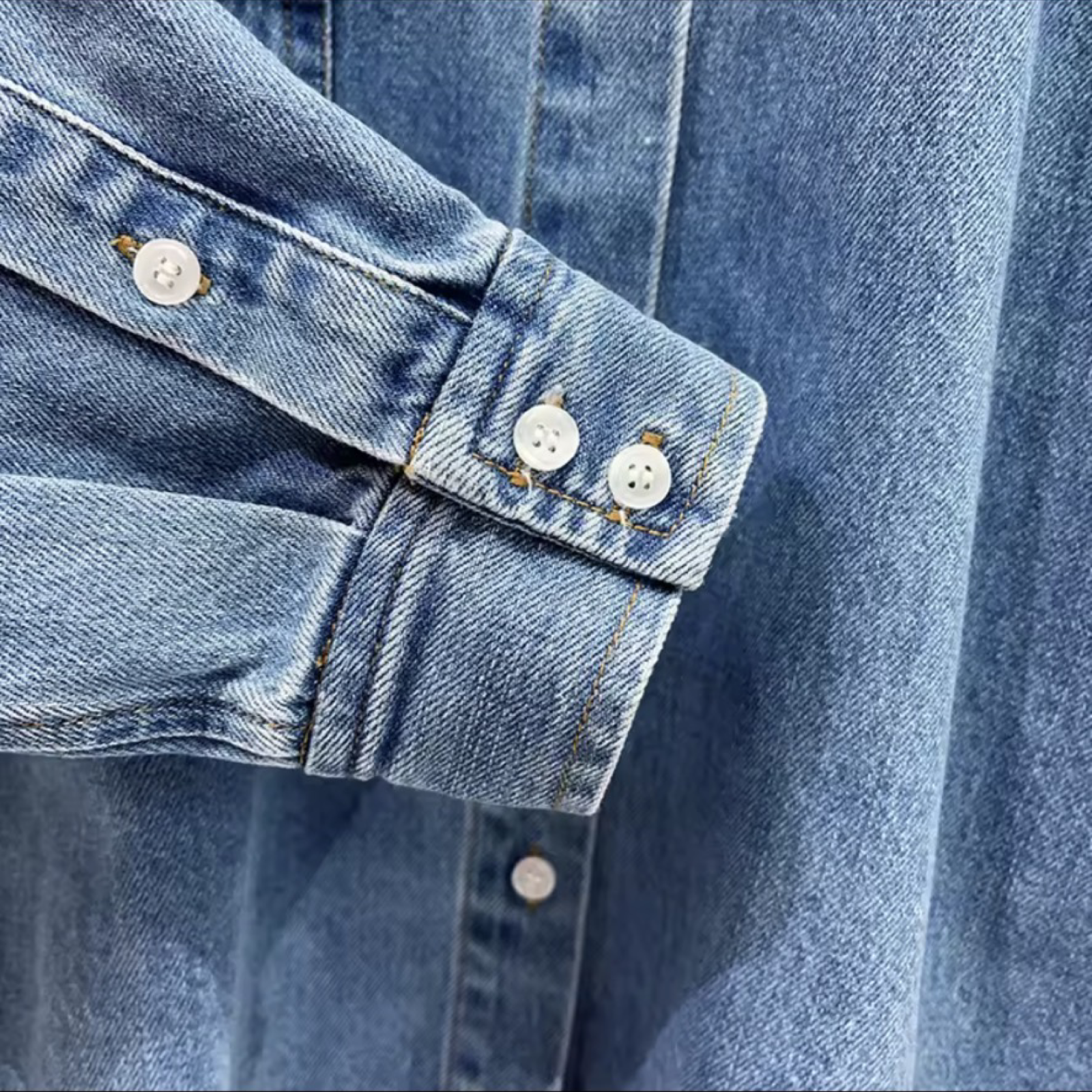 Rhinestone Collar Denim Shirt & High-Waist Wide-Leg Jeans Set