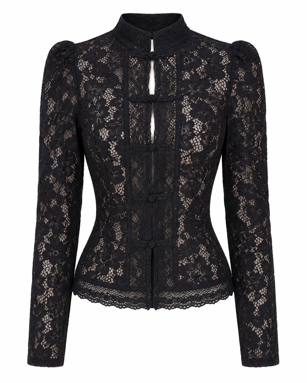 Lace -detail blouse with soft vintage-inspired detailing| Long sleeves