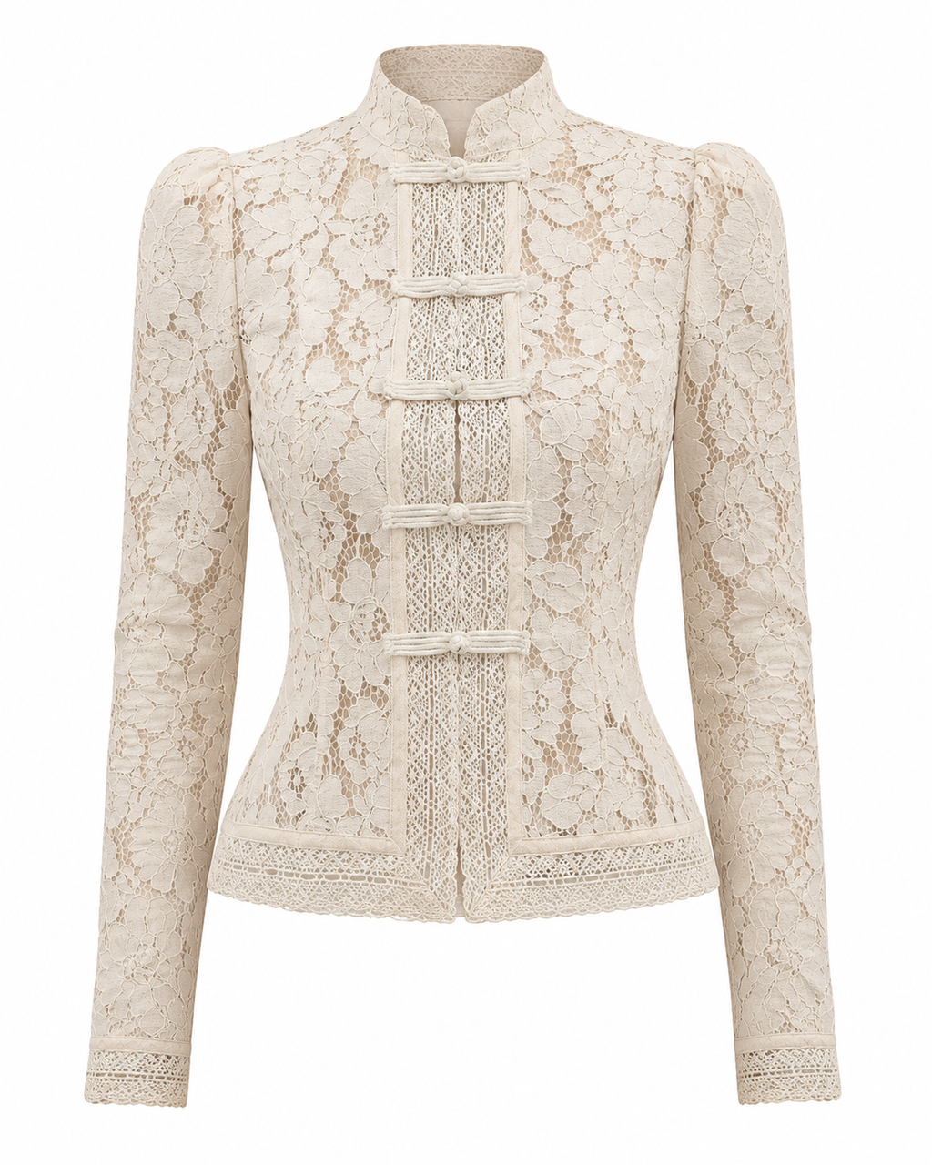 Lace -detail blouse with soft vintage-inspired detailing| Long sleeves