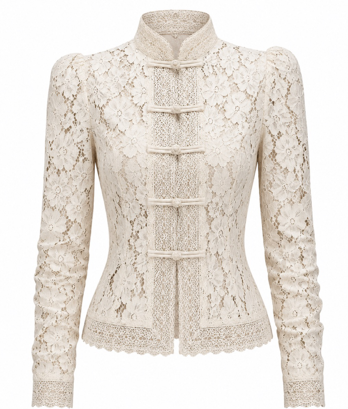 Lace -detail blouse with soft vintage-inspired detailing| Long sleeves