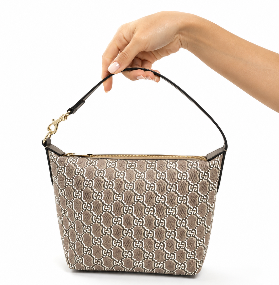 GUCCI Handbag GG
Shadow GG Canvas Leather
Brown Gold Hardware Authentic Previously Owned lo
