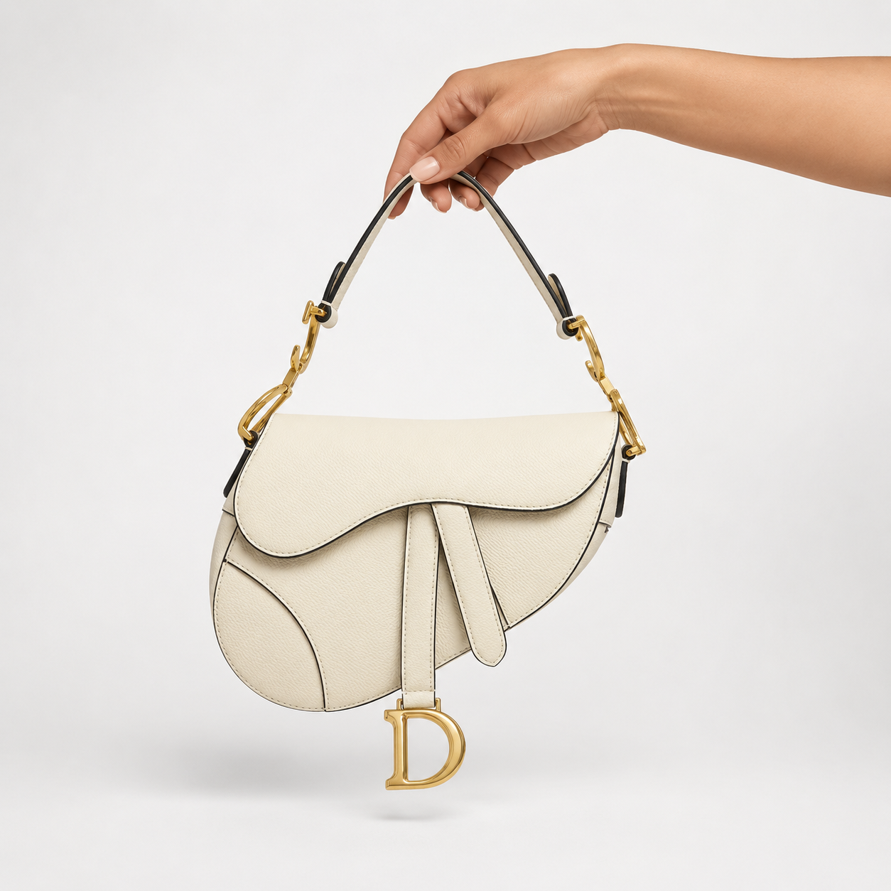 Christian Dior Mini Saddle Bag White Leather Gold Hardware | Authentic Previously Owned