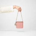 Christian Dior Lady Dior Chain Cube Micro Clutch Pink Patent Leather Previously owned Authentic