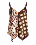 Burgundy Scarf-Print Silk Separates | Top, Shirt or Wide-Leg Pants